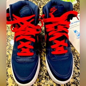 Nike Navy and Red High-Top Sneakers